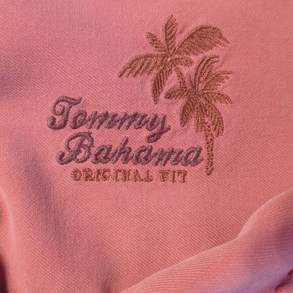 Tommy Bahama 100% Silk Short Sleeve Salmon Button Up Mens Large Casual Shirt - Picture 11 of 16